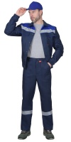 Костюм "СИРИУС-МАСТЕР" летний: куртка, брюки, темно-синий с васильковой отделкой