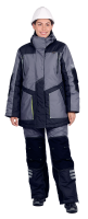 Куртка женская ЭДВАНС зимняя, серый-т.серый-лимон