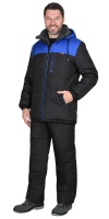 Куртка "ДРАЙВ" зимняя мужская, черная с васильковым, подкладка иск. мех (ЧЗ)