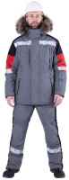 Куртка мужская ХАЙ-ТЕК SAFETY зимняя, серая с красным