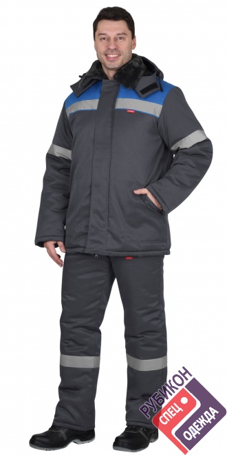 Костюм Рост-Арктика куртка, брюки, т.серый с васильковым и СОП 50 мм фото