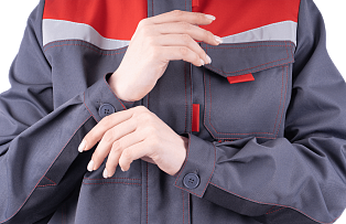 Костюм КМ-10 ЛЮКС женский, серый с красным, куртка, брюки фото
