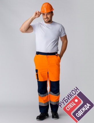 Костюм дорожник Сигнал-1 (тк.Балтекс,210) брюки, оранжевый/т.синий фото