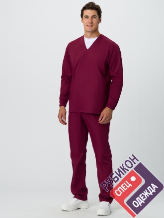 Мужской костюм ХАССП-База (ткань ТиСи, 120), бордовый фото