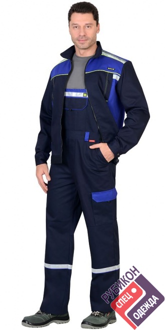 Костюм СИРИУС-ПРАКТИКА-Люкс куртка, п/к т.синий с васильк. 80% х/б, МВО пл. 260 г/кв.м фото