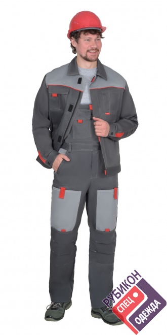 Куртка ФАВОРИТ-РОСС, цвет темно-серый со светло-серым и красным фото