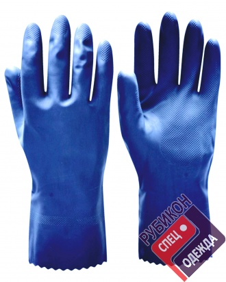 Перчатки "КЩС-1-SP" синие (латекс,слой Silver, т.0,45мм,дл.300мм. фото