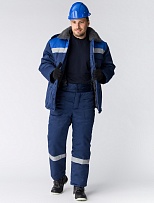 Костюм зимний Труженик-Ультра (Смесовая, 210) брюки, темно-синий/васильковый фото