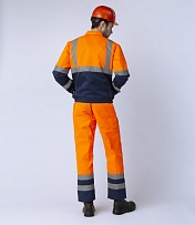 Костюм Дорожник с укороченной курткой (тк.Смесовая,210) п/к, оранжевый/т.синий фото