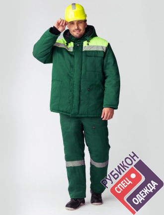 Куртка зимняя Экспертный-Люкс NEW (Смесовая, 210), зеленый/лимонный фото