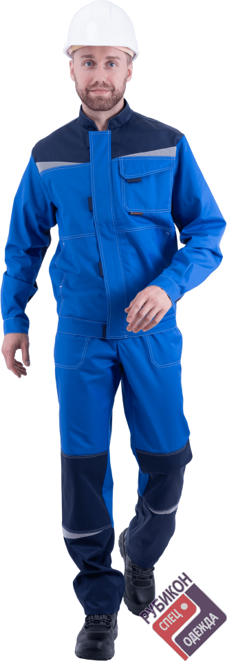 Костюм КМ-10 ЛЮКС мужской летний, куртка брюки, василек с синим фото