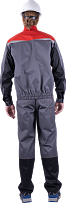 Костюм КМ-10 ЛЮКС летний, куртка брюки, цв. серый с красным фото