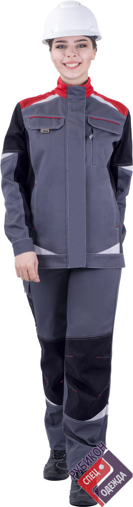 Куртка женская ТУРБО SAFETY летняя серый с красным фото