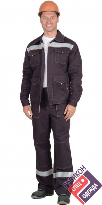 Костюм ТРОЯ куртка, брюки т.коричневый с СОП пл. 320 г/кв.м, 100% Х/Б фото