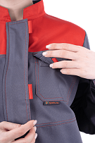 Костюм КМ-10 ЛЮКС женский, серый с красным, куртка, брюки фото