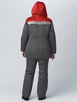 Куртка зимняя женская ЗИМА СОП (тк.Смесовая,210) СОП (тк.Смесовая,210), т.серый/красный фото