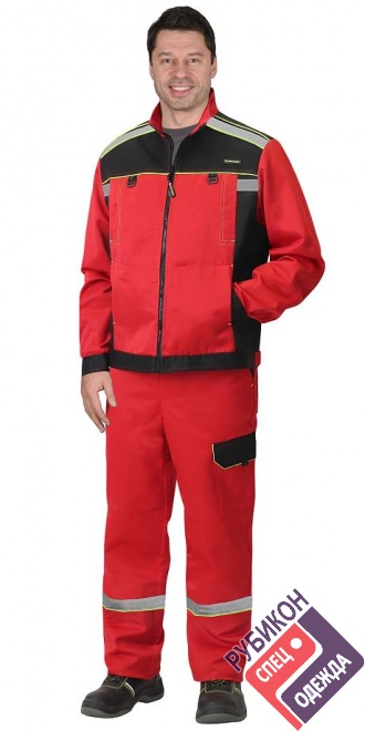 Костюм ПРАКТИК летний: куртка, брюки, красный с черным фото