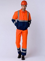 Костюм Дорожник с укороченной курткой (тк.Смесовая,210) п/к, оранжевый/т.синий фото