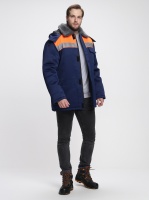Куртка зимняя Бригада NEW (тк.Смесовая,210), т.синий/оранжевый