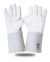 Краги-перчатки аргонщика, спилок/кожа, длина 35см, цвет серый (х60) (62598)