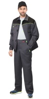 Костюм СИРИУС-ФАВОРИТ куртка, брюки т.серый с черным и лимонным кантом (141794)