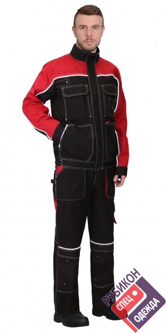 Куртка СИРИУС-АГАТ черный с красным (малиновый) пл. 260 г/кв.м. ВО отделка(144501) фото