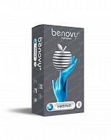 Перчатки одноразовые Benovy нитриловые голубые текст. на пальцах (цена за 50 пар) (х1х10уп.)(158210) фото