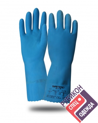 Перчатки "КЩС-1-SP" синие (латекс,слой Silver, т.0,45мм,дл.300мм. (125602) фото