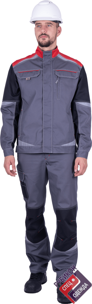Куртка мужская ТУРБО SAFETY летняя серый с красным фото