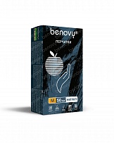 Перчатки одноразовые Benovy нитриловые черные текст. на пальцах (цена за 50 пар) (х1х10уп.) (158215) фото