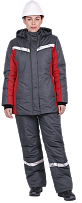 Куртка женская ВИРАЖ НЕО зимняя, т.серый-красный фото